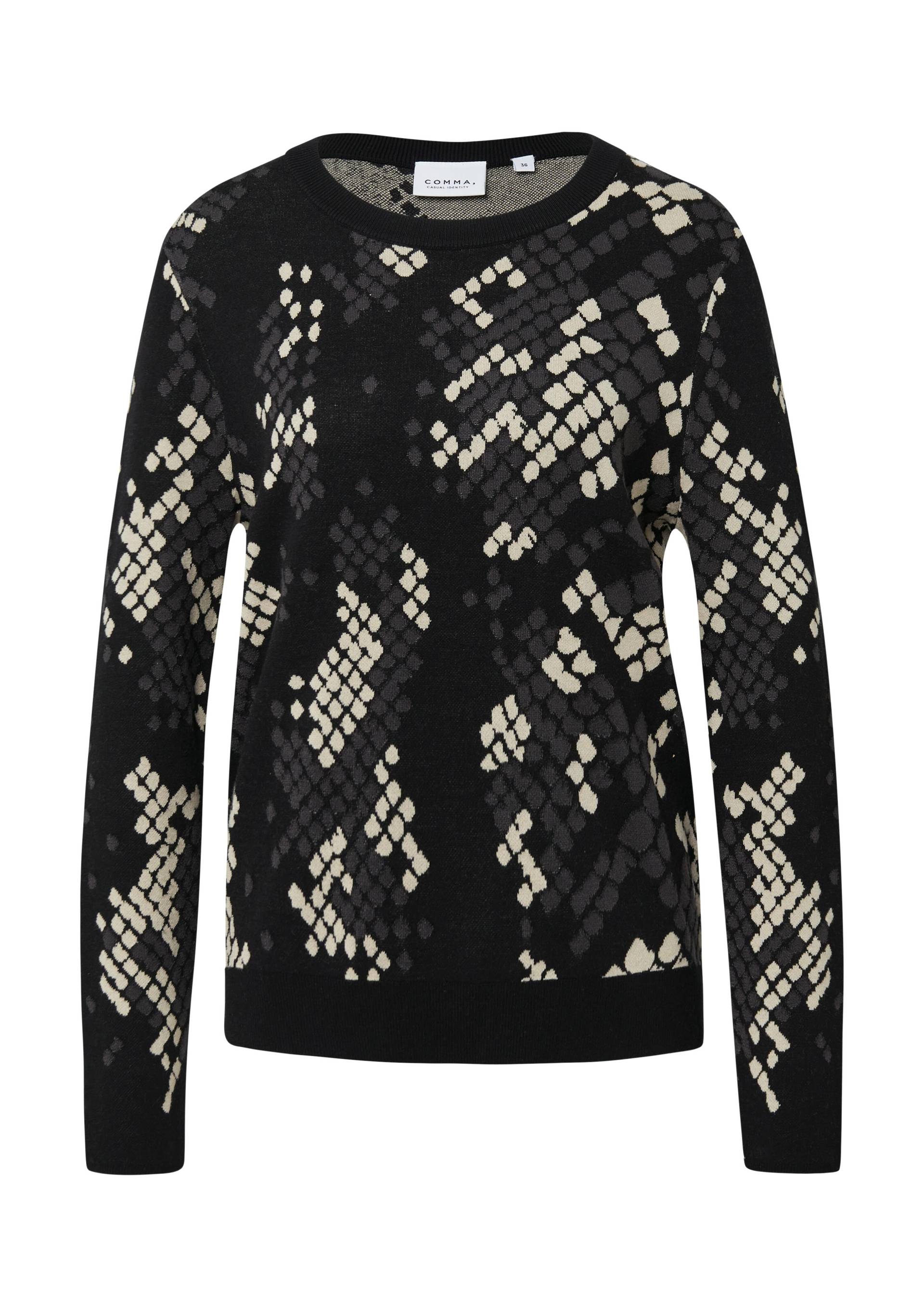 comma casual identity - Strickpullover grau|mehrfarbig - Gr. - 40 von comma casual identity