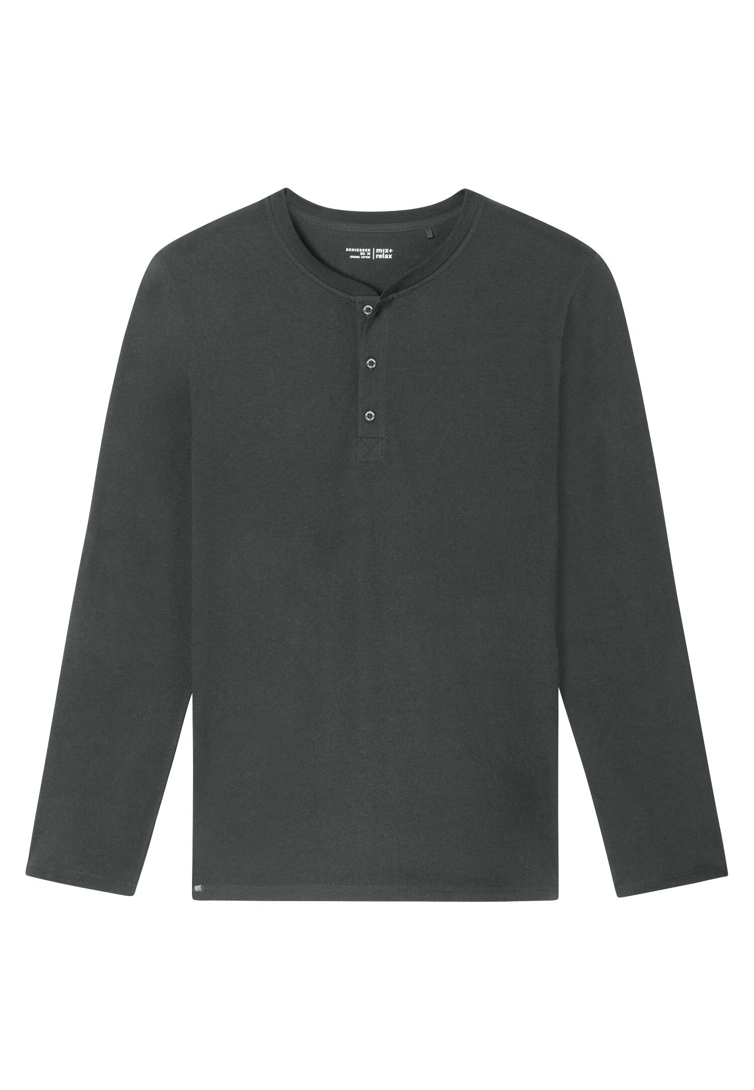SCHIESSER - Langarmshirt Knopfleiste dunkelgrün - Gr. - 48 von SCHIESSER