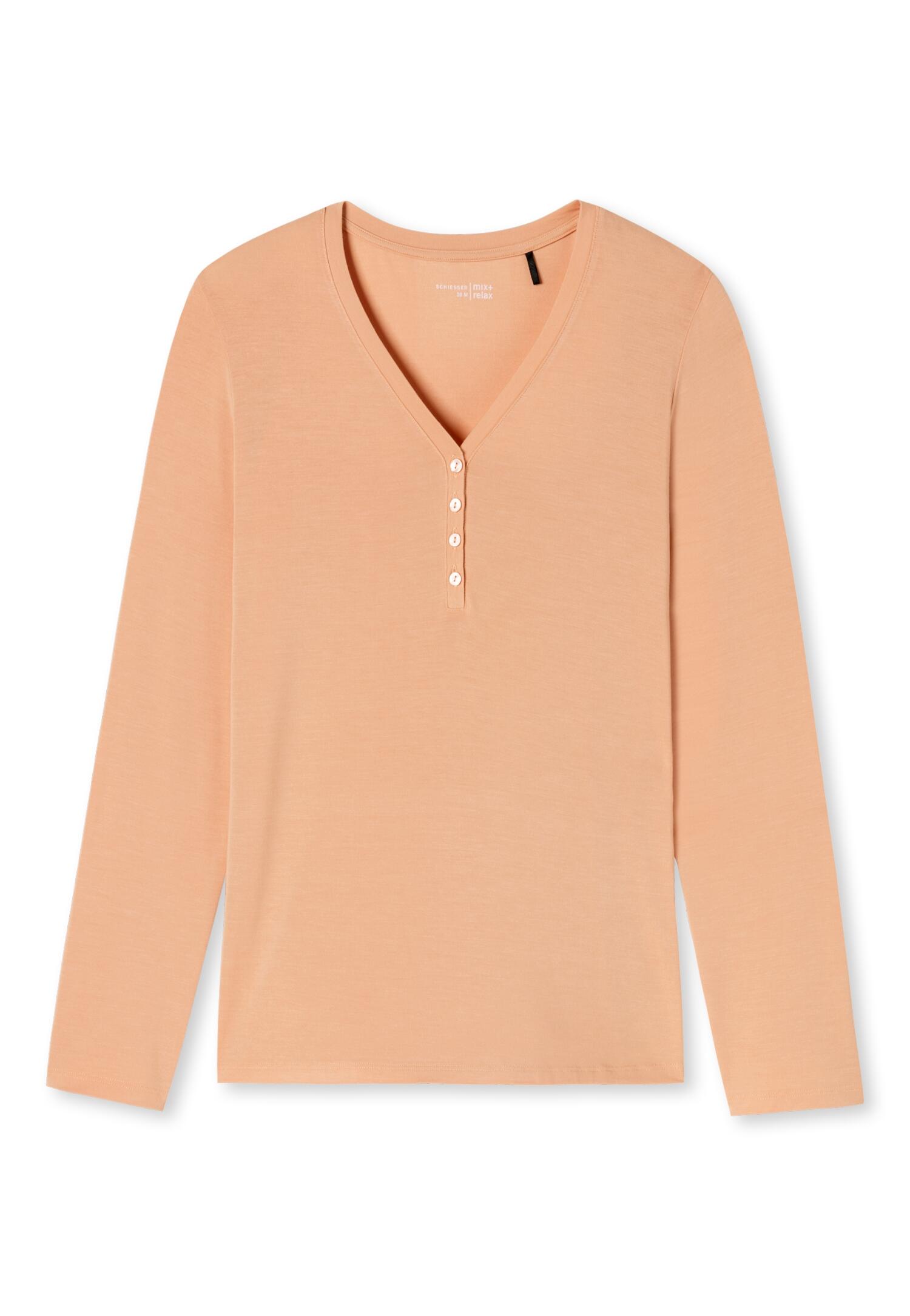 SCHIESSER - Langarmshirt Knopfleiste pfirsich - Gr. - 46 von SCHIESSER