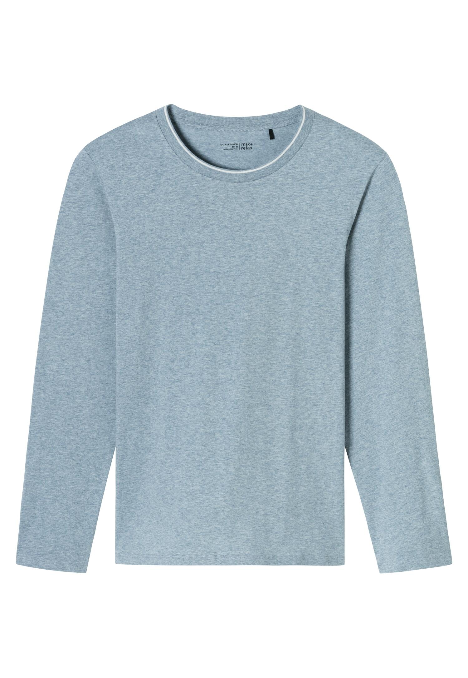 SCHIESSER - Langarmshirt Rundhals jeans-mel. - Gr. - 50 von SCHIESSER