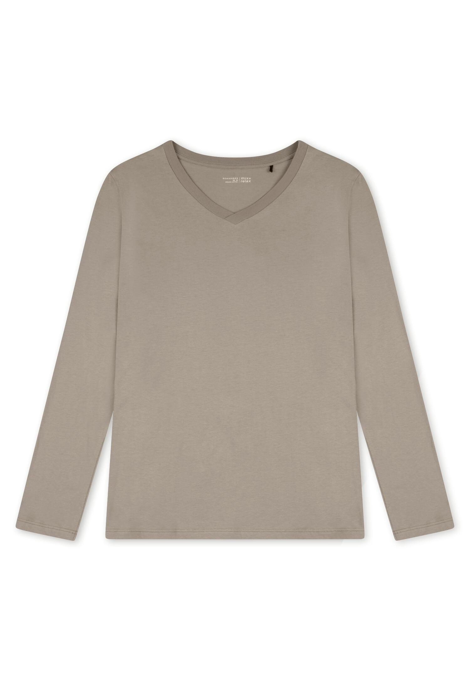 SCHIESSER - Langarmshirt V-Ausschnitt clay - Gr. - 54 von SCHIESSER