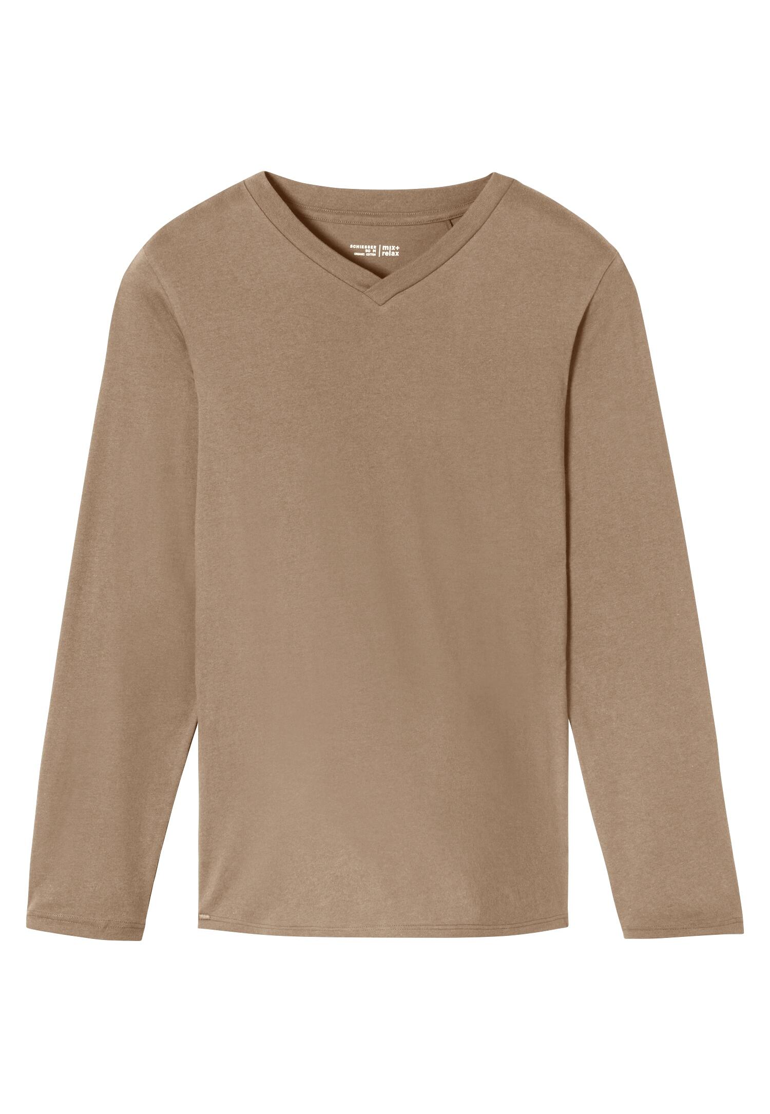 SCHIESSER - Langarmshirt V-Ausschnitt nougat - Gr. - 50 von SCHIESSER