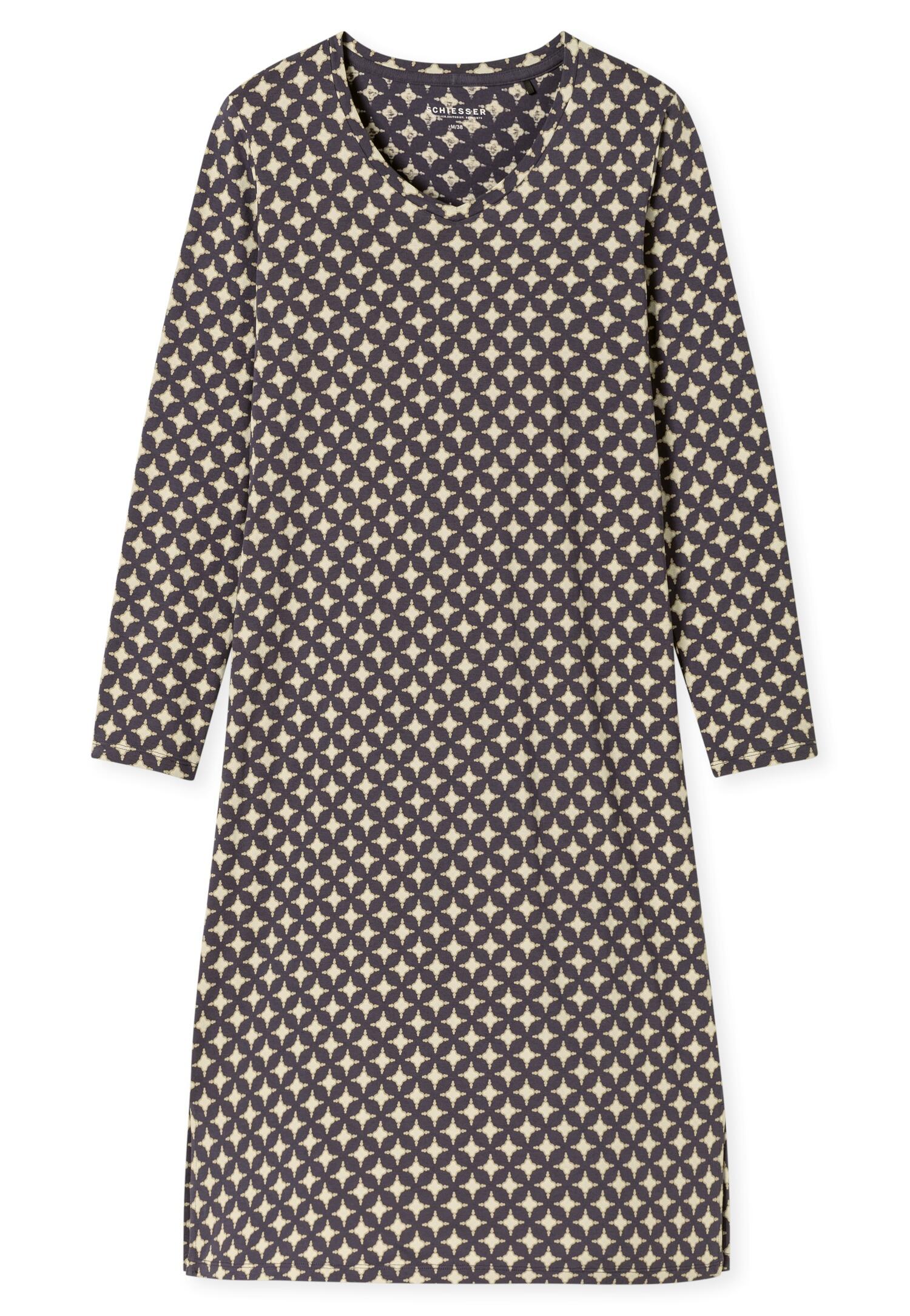 SCHIESSER - Nachthemd langarm 110 cm graphit - Gr. - 50 von SCHIESSER