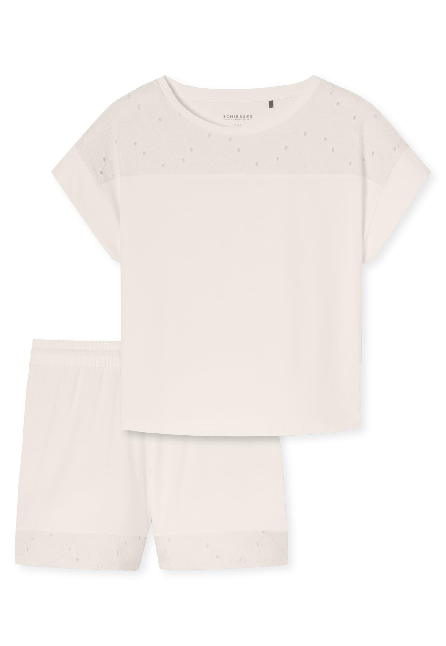 SCHIESSER - Schlafanzug kurz off-white - Gr. - 40 von SCHIESSER