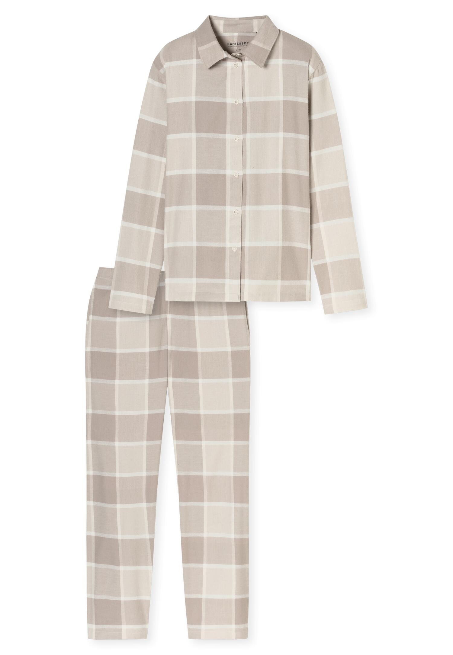 SCHIESSER - Schlafanzug lang beige - Gr. - 46 von SCHIESSER