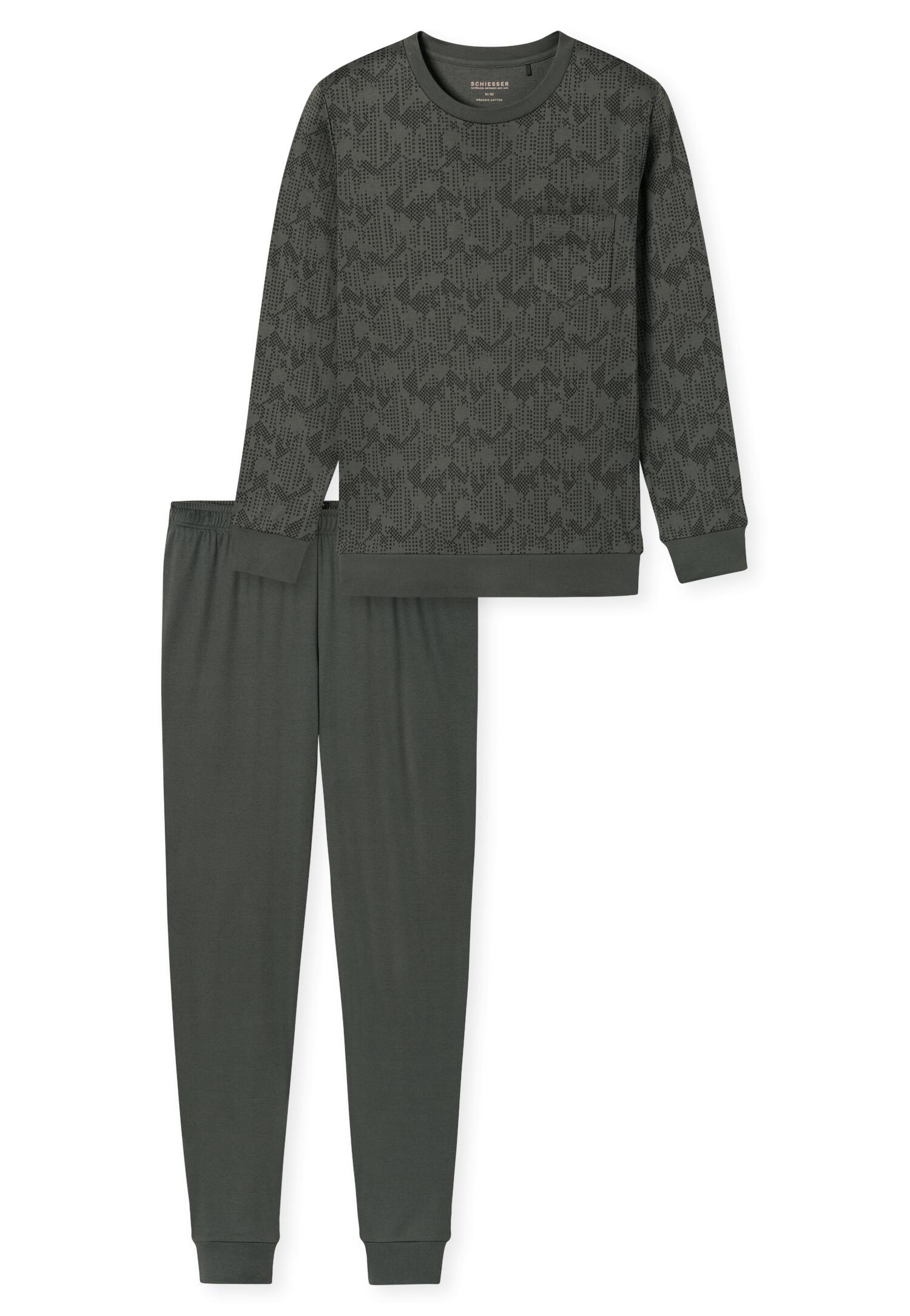 SCHIESSER - Schlafanzug lang dunkelgrün - Gr. - 60 von SCHIESSER