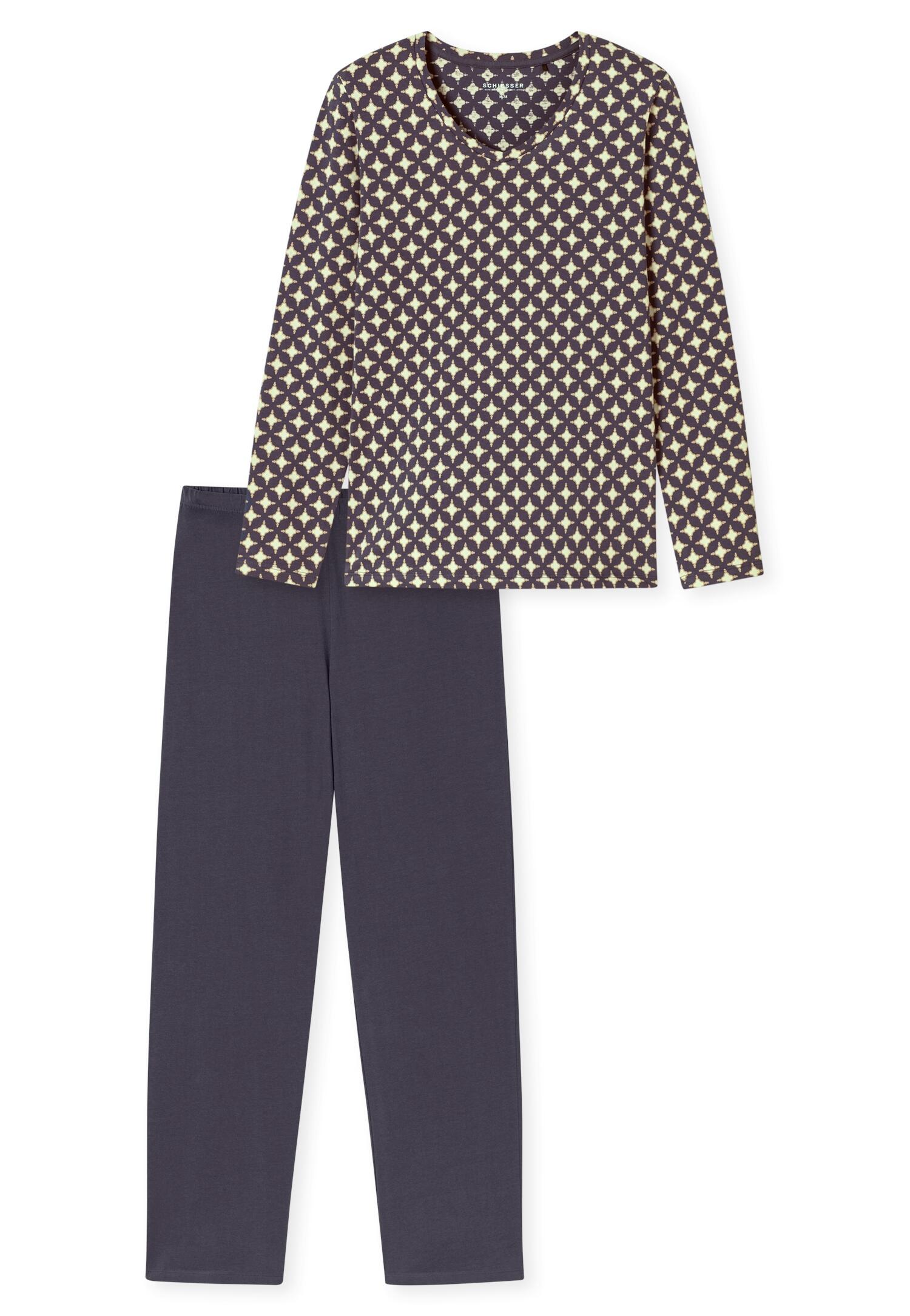 SCHIESSER - Schlafanzug lang graphit - Gr. - 48 von SCHIESSER