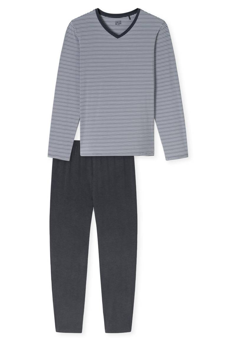 SCHIESSER - Schlafanzug lang graphit - Gr. - 52 von SCHIESSER