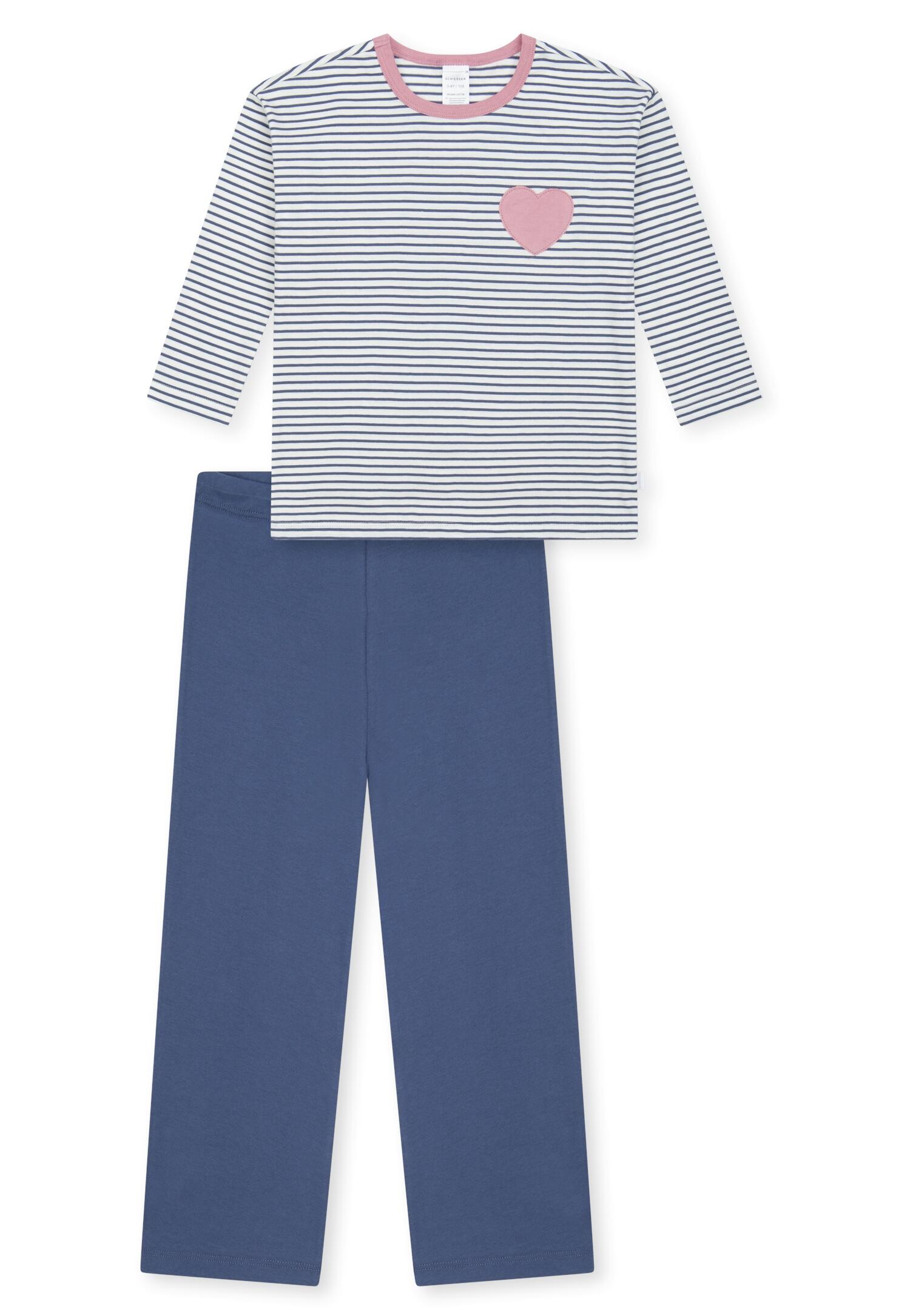 SCHIESSER - Schlafanzug lang jeansblau - Gr. - 128 von SCHIESSER