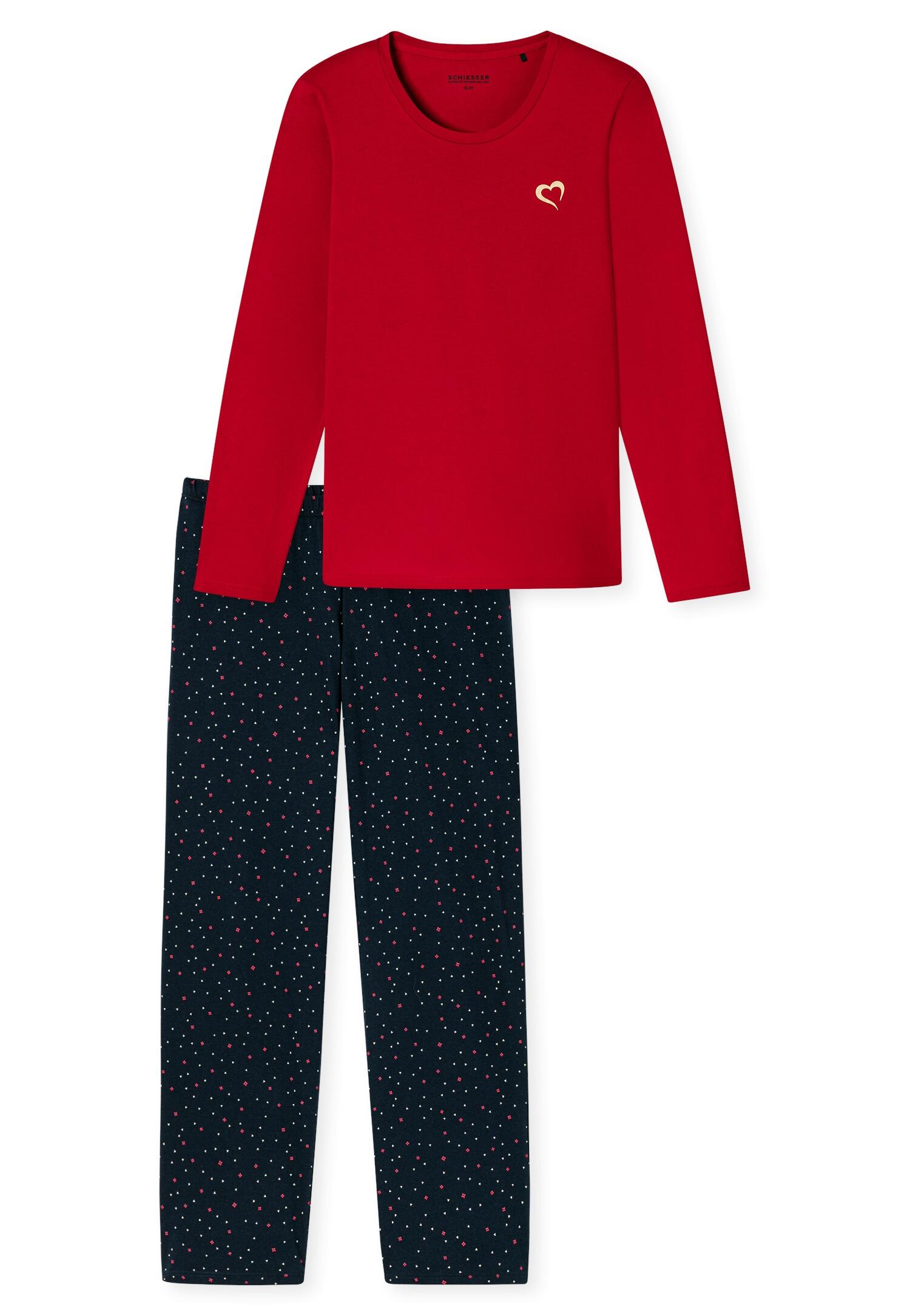 SCHIESSER - Schlafanzug lang rot - Gr. - 42 von SCHIESSER