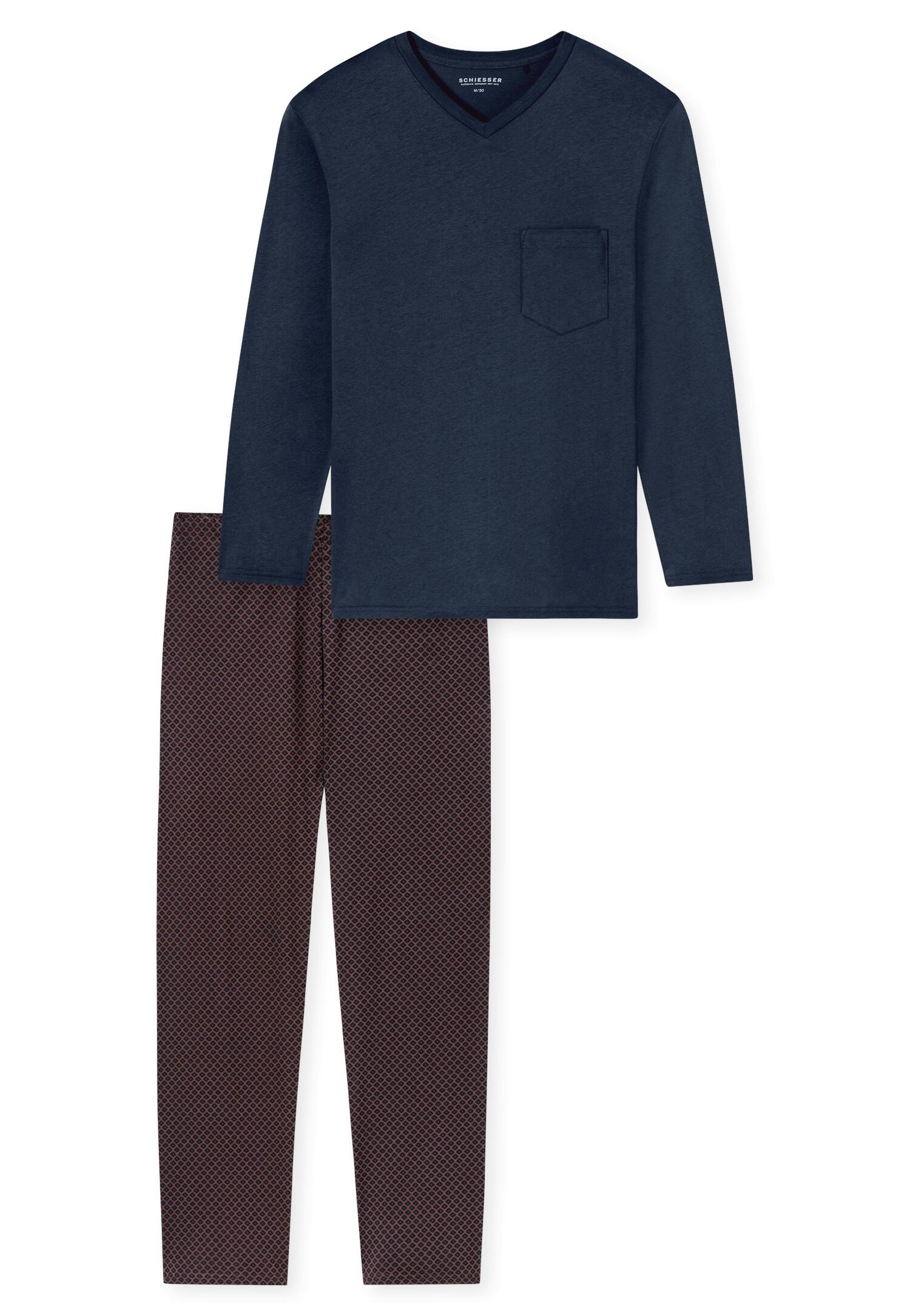 SCHIESSER - Schlafanzug lang rotbraun - Gr. - 48 von SCHIESSER