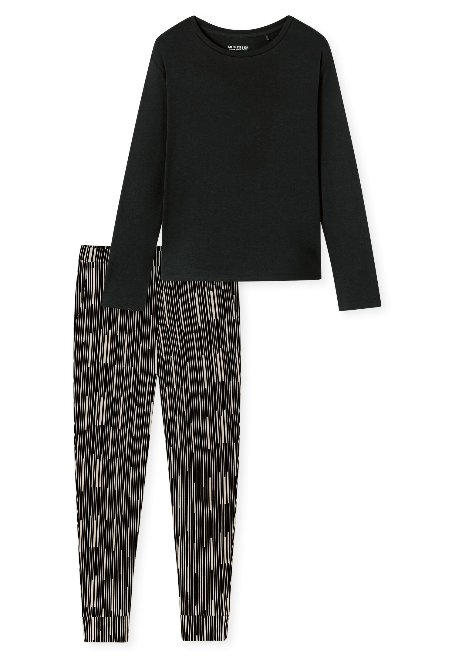 SCHIESSER - Schlafanzug lang schwarz - Gr. - 36 von SCHIESSER