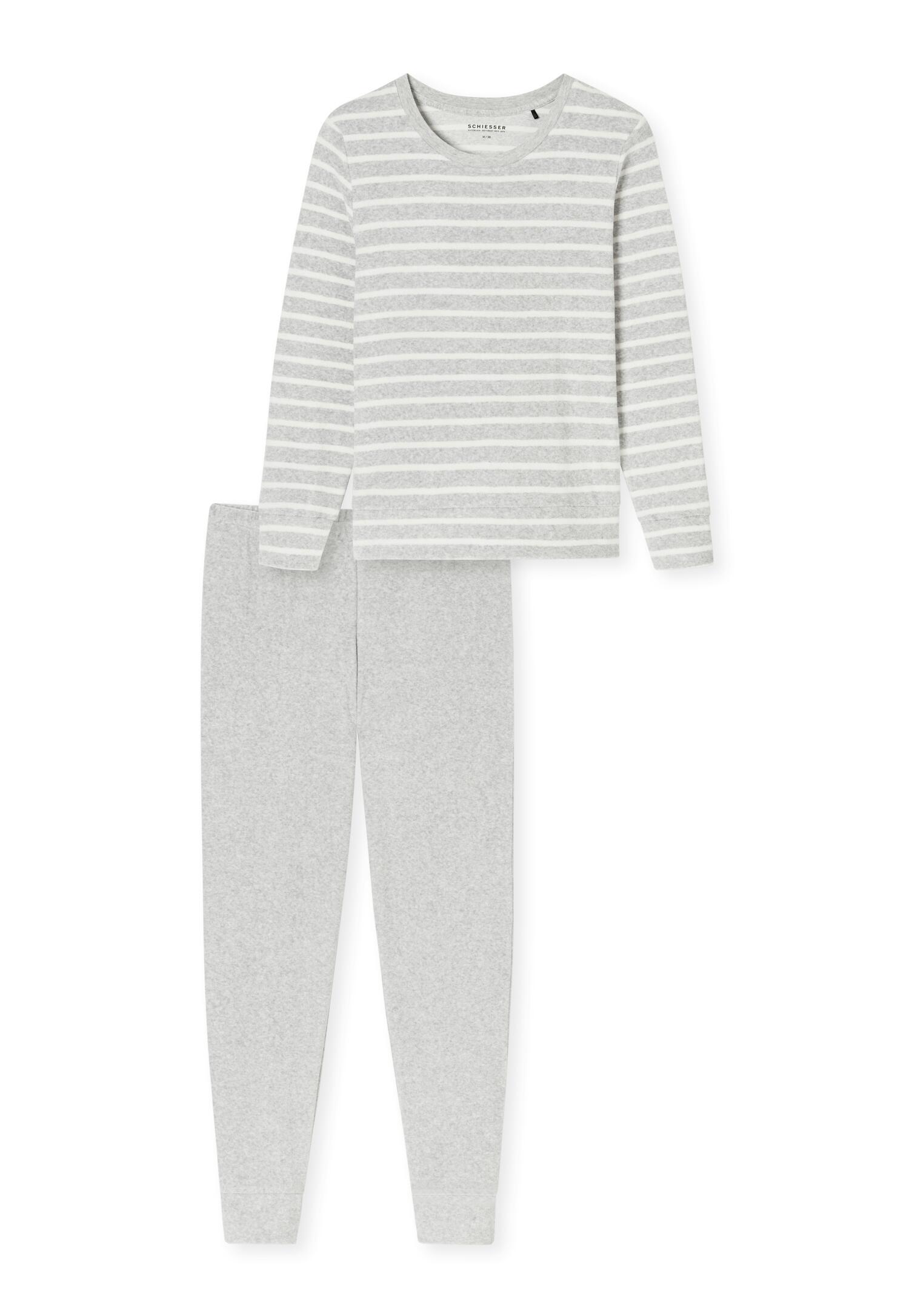 SCHIESSER - Schlafanzug lang silbergrau-mel. - Gr. - 44 von SCHIESSER