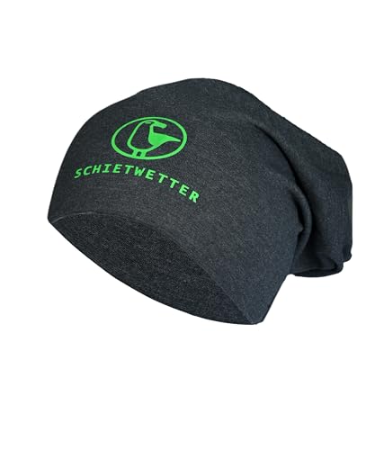 SCHIETWETTER Accessoire Leichte Beanie Mütze Möwe, Übergangsmütze, dünne Kopfbedeckung, Logo-Print Stretch, warm, einfarbig Anthra/neon Green OS von SCHIETWETTER