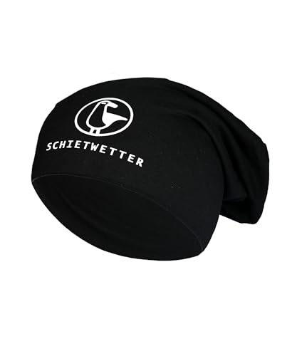 SCHIETWETTER Accessoire Leichte Beanie Mütze Möwe, Übergangsmütze, dünne Kopfbedeckung, Logo-Print Stretch, warm, einfarbig Black/White OS von SCHIETWETTER