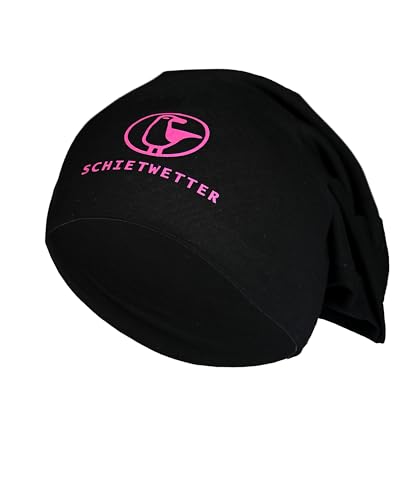 SCHIETWETTER Accessoire Leichte Beanie Mütze Möwe, Übergangsmütze, dünne Kopfbedeckung, Logo-Print Stretch, warm, einfarbig Black/neon Magenta OS von SCHIETWETTER