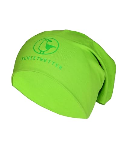 SCHIETWETTER Accessoire Leichte Beanie Mütze Möwe, Übergangsmütze, dünne Kopfbedeckung, Logo-Print Stretch, warm, einfarbig Lime/neon Green OS von SCHIETWETTER