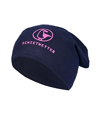 SCHIETWETTER Accessoire Leichte Beanie Mütze Möwe, Übergangsmütze, dünne Kopfbedeckung, Logo-Print Stretch, warm, einfarbig Navy/neon Magenta OS von SCHIETWETTER