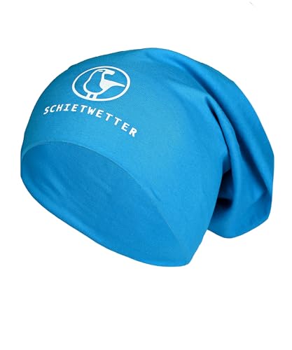 SCHIETWETTER Accessoire Leichte Beanie Mütze Möwe, Übergangsmütze, dünne Kopfbedeckung, Logo-Print Stretch, warm, einfarbig azuro/White OS von SCHIETWETTER