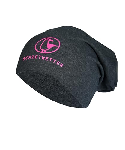 SCHIETWETTER Accessoire Leichte Beanie Mütze Möwe, Übergangsmütze, dünne Kopfbedeckung, Logo-Print, Stretch, warm, einfarbig Anthra/neon Magenta OS von SCHIETWETTER