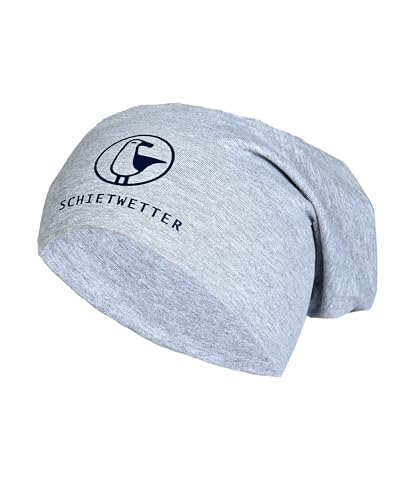 SCHIETWETTER Accessoire Leichte Beanie Mütze Möwe, Übergangsmütze, dünne Kopfbedeckung, Logo-Print Stretch, warm, einfarbig Grey/Navy OS von SCHIETWETTER