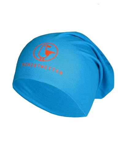 SCHIETWETTER Accessoire Leichte Beanie Mütze Möwe, Übergangsmütze, dünne Kopfbedeckung, Logo-Print Stretch, warm, einfarbig azuro/orange OS von SCHIETWETTER