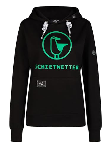 SCHIETWETTER Damen Hoodie Gerti, Kapuzenpullover, modisch, kuschelig Black/Neongreen 38 von SCHIETWETTER