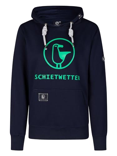 SCHIETWETTER Damen Hoodie Gerti, Kapuzenpullover, modisch, kuschelig Navy/Neongreen 34 von SCHIETWETTER