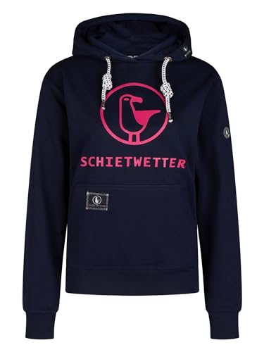 SCHIETWETTER Damen Hoodie Gerti, Kapuzenpullover, modisch, kuschelig Navy/neonpink 42 von SCHIETWETTER