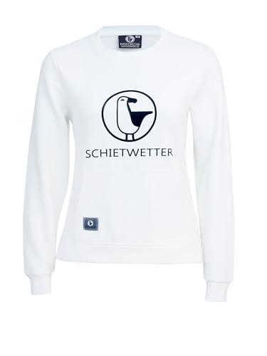 SCHIETWETTER Damen Pullover Tilla, Sweatshirt, Langarm, Longsleeve, Sweater, mit Kängurutasche weiß 40 von SCHIETWETTER