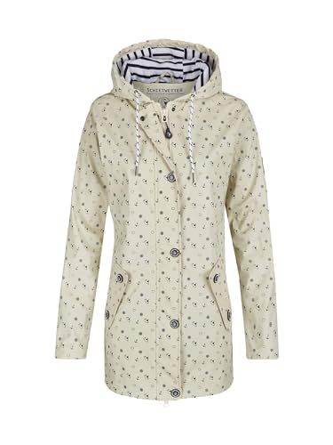 SCHIETWETTER Damen Regenjacke Nordstrand, Friesennerz, Regenmantel, Parka, maritimes Motiv, wasserdicht, winddicht kitt-navy 38 von SCHIETWETTER