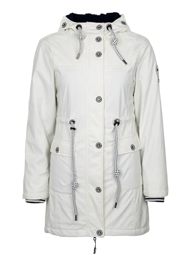 SCHIETWETTER Damen Regenjacke Greetsiel, Friesennerz, mit Teddyfleece, Regenparka, verschweißte Nähte, Regenmantel, gefüttert, wasserdicht, winddicht offwhite 52 von SCHIETWETTER