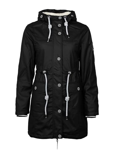 SCHIETWETTER Damen Regenjacke Greetsiel, Friesennerz, mit Teddyfleece, Regenparka, verschweißte Nähte, Regenmantel, gefüttert, wasserdicht, winddicht schwarz 36 von SCHIETWETTER