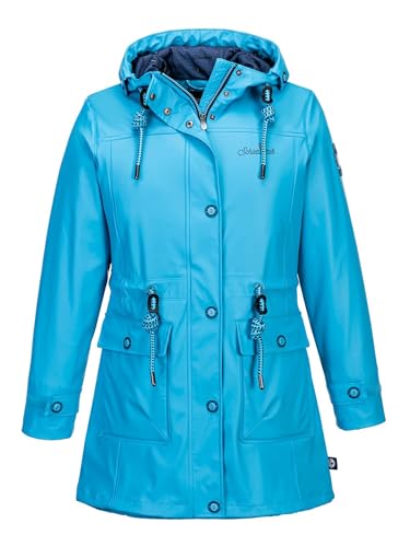 SCHIETWETTER Damen Regenjacke Silbersäbel Gerti, Friesennerz, Regenparka, PU-Jacke, verschweißte Nähte, winddicht und modisch azuro 38 von SCHIETWETTER