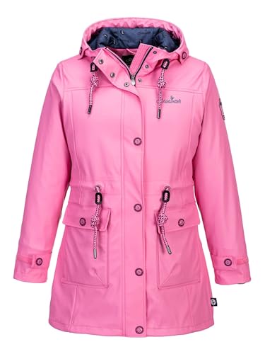 SCHIETWETTER Damen Regenjacke Silbersäbel Gerti, Friesennerz, Regenparka, PU-Jacke, Übergangsjacke verschweißte Nähte, winddicht und modisch pink 36 von SCHIETWETTER