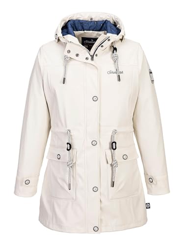 SCHIETWETTER Damen Regenjacke Silbersäbel Gerti, Friesennerz, Regenparka, PU-Jacke, verschweißte Nähte, winddicht und modisch white 38 von SCHIETWETTER