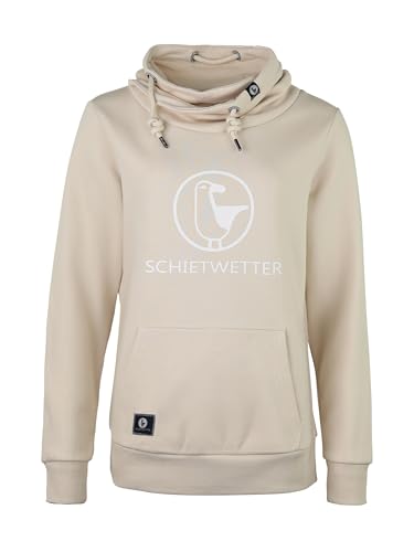 SCHIETWETTER Damen Schalkragenpullover Ronja Rambazamba, Schalkragenhoodie, ohne Kapuze, Frauen Oberteil, Sweatshirt, Langarm, Bedruckt beige 48 von SCHIETWETTER