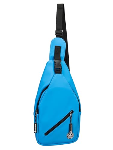 SCHIETWETTER Damen Sling Bag Borkum, PU-Stoff, Umhängetasche mittelgroß, Brusttasche, Bauchtasche, Crossbag, pflegeleicht, wasserabweisend azuro OS von SCHIETWETTER