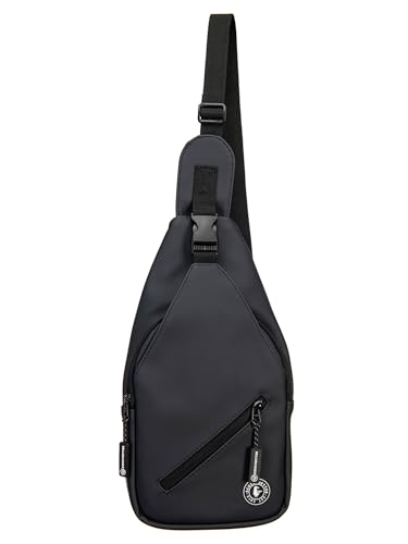 SCHIETWETTER Damen Sling Bag Borkum, PU-Stoff, Umhängetasche mittelgroß, Brusttasche, Bauchtasche, Crossbag, pflegeleicht, wasserabweisend black OS von SCHIETWETTER