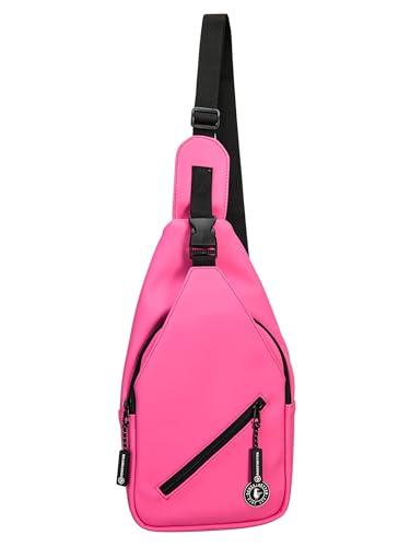 SCHIETWETTER Damen Sling Bag Borkum, PU-Stoff, Umhängetasche mittelgroß, Brusttasche, Bauchtasche, Crossbag, pflegeleicht, wasserabweisend fuchsia OS von SCHIETWETTER