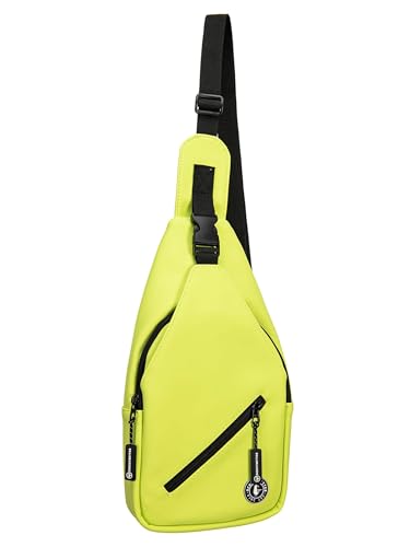 SCHIETWETTER Damen Sling Bag Borkum, PU-Stoff, Umhängetasche mittelgroß, Brusttasche, Bauchtasche, Crossbag, pflegeleicht, wasserabweisend lime OS von SCHIETWETTER
