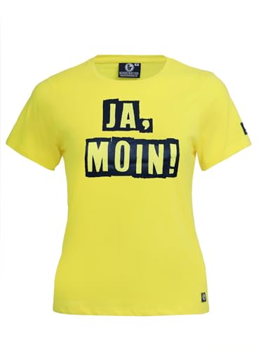 SCHIETWETTER Damen T-Shirt Ja Moin, Frauen Oberteil, Kurzarm Basic, Rundhals, 100% Baumwolle, luftig Yellow-Navy 46 SCHIETWETTER Damen T-Shirt Ja Moin, Frauen Oberteil, Kurzarm Basic, Rundhals, 100% Baumwolle, luftig Yellow-Navy 46 von SCHIETWETTER