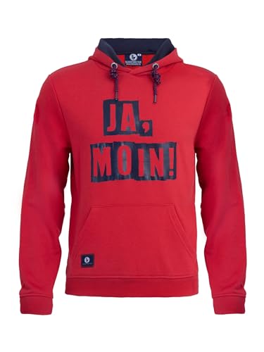 SCHIETWETTER Herren Hoodie Ja Moin, Kapuzenpullover, Sweater für Männer, Longsleeve mit maritimen Print red-Navy 4XL von SCHIETWETTER