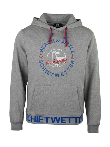 SCHIETWETTER Herren Kapuzenpullover Haifisch Klaus, Hoodie, Sweater, Longsleeve mit Kapuze, Print Greymelange 4XL von SCHIETWETTER