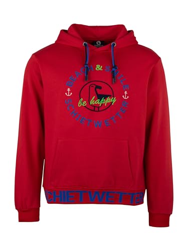 SCHIETWETTER Herren Kapuzenpullover Haifisch Klaus, Hoodie, Sweater, Longsleeve mit Kapuze, Print rot M von SCHIETWETTER