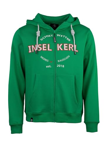 SCHIETWETTER Herren Sweatjacke Inselkerl Fiete, Pullover mit Kapuze, Kapuzenjacke, Strickjacke Oberteil, mit Reißverschluss Bright Green XL von SCHIETWETTER