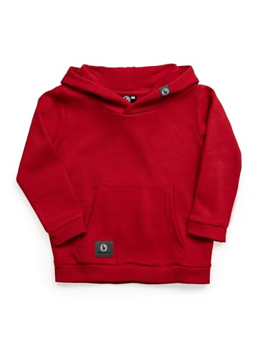 SCHIETWETTER Jungs Kinder Hoodie, Kapuzenpullover, Sweatshirt, Sweater, Langarmshirt, für Mädchen und Jungs unifarben, unbedruckt, bequem red 128 von SCHIETWETTER