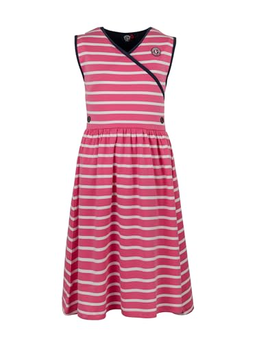 SCHIETWETTER Mädchen Sommerkleid Ida, Kinder Streifenkleid, Strandkleid, Wickelkleid, A-Linie pink/weiß/mar 140 von SCHIETWETTER