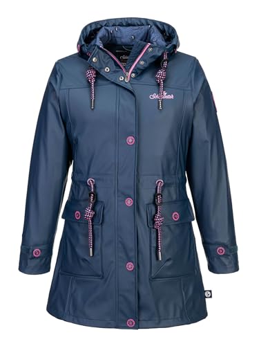 SCHIETWETTER Damen Regenjacke Silbersäbel Gerti, Friesennerz, Regenparka, PU-Jacke, verschweißte Nähte, winddicht und modisch navy 44 von SCHIETWETTER