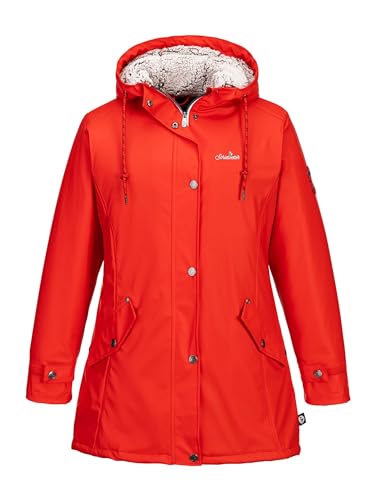 SCHIETWETTER Damen Regenjacke Büffelfell Mima, Friesenerz, Kuschelfleece, Regenparka, PU-Jacke, gefüttert, wasserdicht, winddicht red 42 von SCHIETWETTER